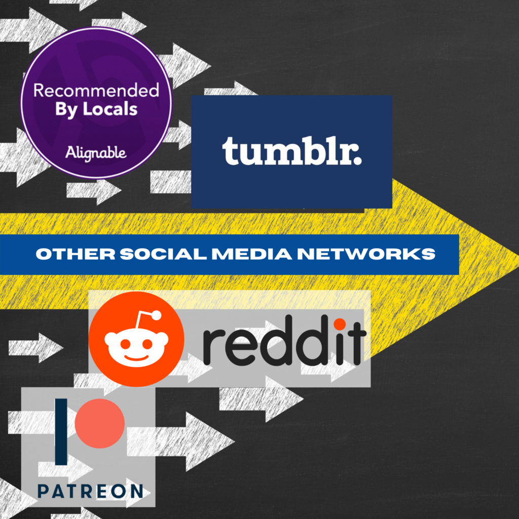 Alignable, Tumblr, Reddit, and Patreon are alternatives